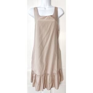 Dorothy Lee Dress Sz 8 Nude Beige Silk Sleeveless Ruffle Prairie Knee Length
